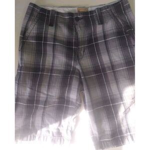 Roebuck & Co Mens Black Plaid Shorts 34 Flat Front‎ preppy